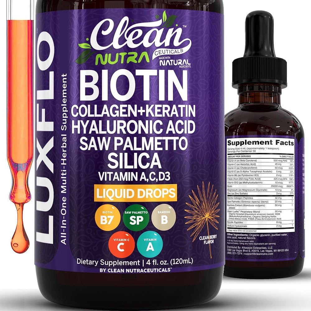 Clean Nutraceuticals Biotin Collagen Keratin Liquid Drops for Hair Growth