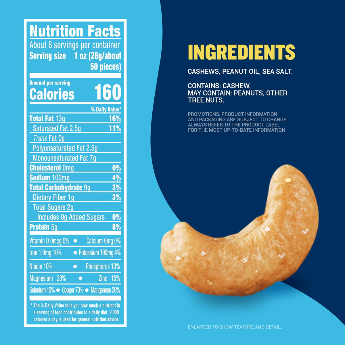 PLANTERS Salted Cashews Halves & Pieces - 8 oz - image 2