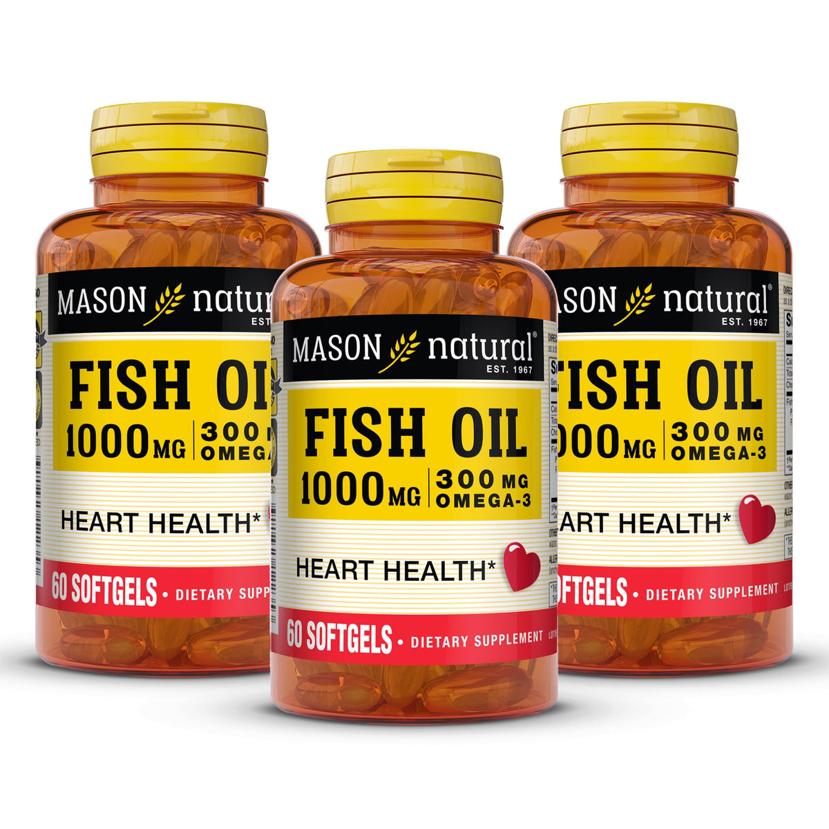 MASON NATURAL Omega-3 Fish Oil 1000mg with EPA & DHA - 180 Softgels