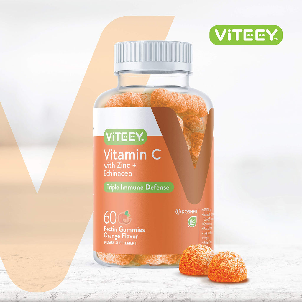 Viteey Vitamin C Gummies for Adults & Teens with Zinc & Echinacea