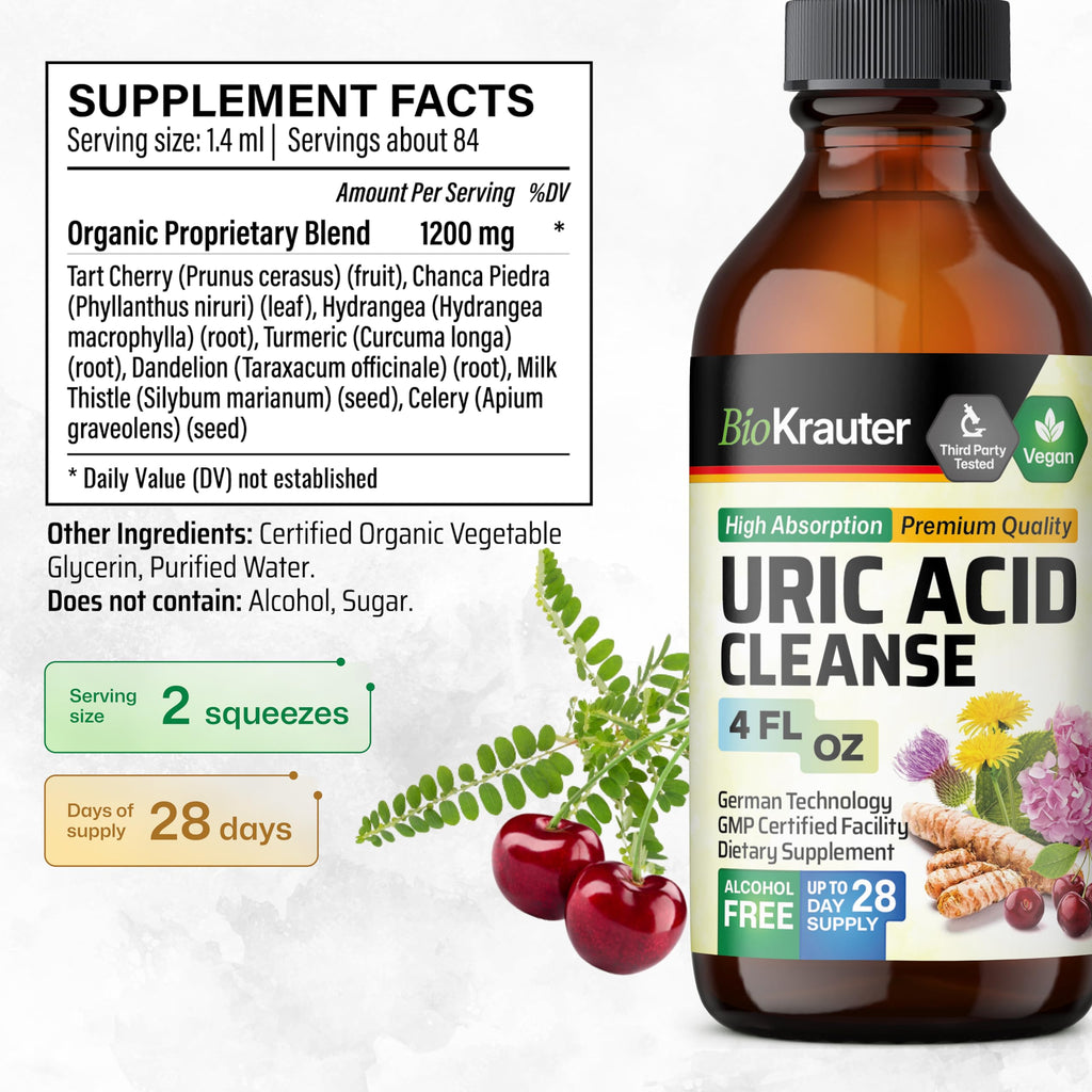 BIO KRAUTER 7-in-1 Uric Acid Support Tincture - 4 Fl Oz - image 3