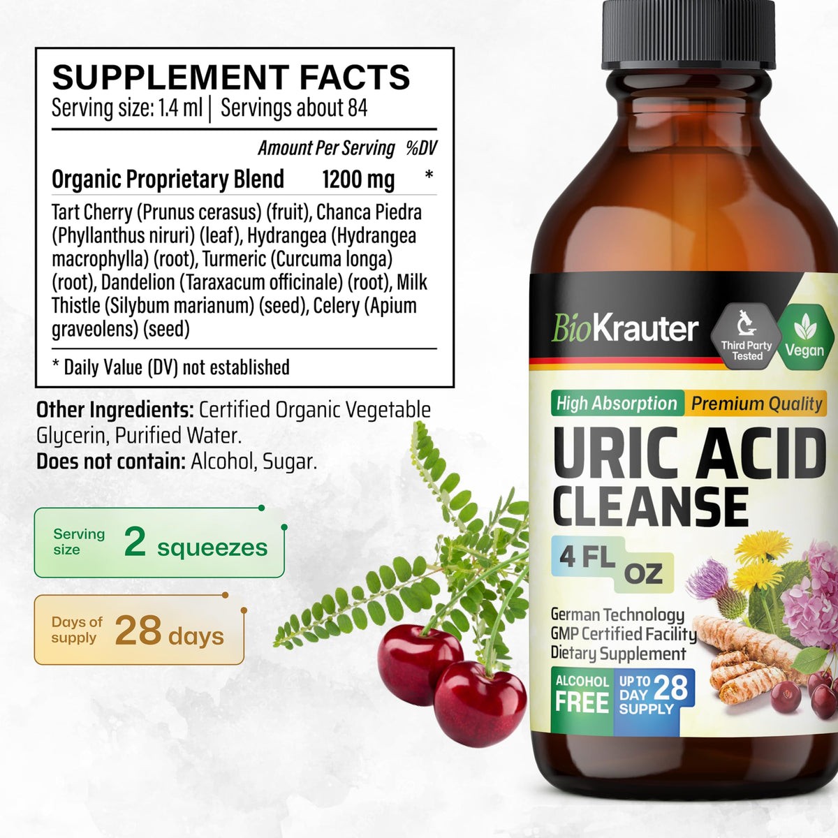 BIO KRAUTER 7-in-1 Uric Acid Support Tincture - 4 Fl Oz - image 3