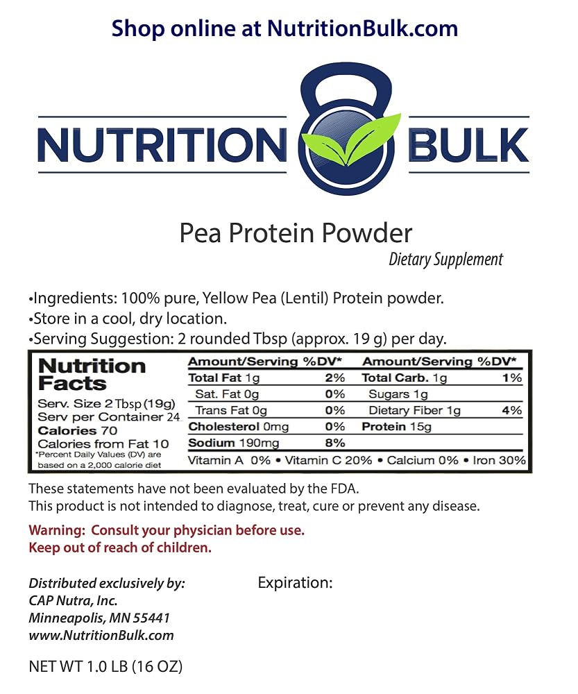 Nutrition Bulk Pea Protein Powder Isolate Unflavored - 1 lb - image 2