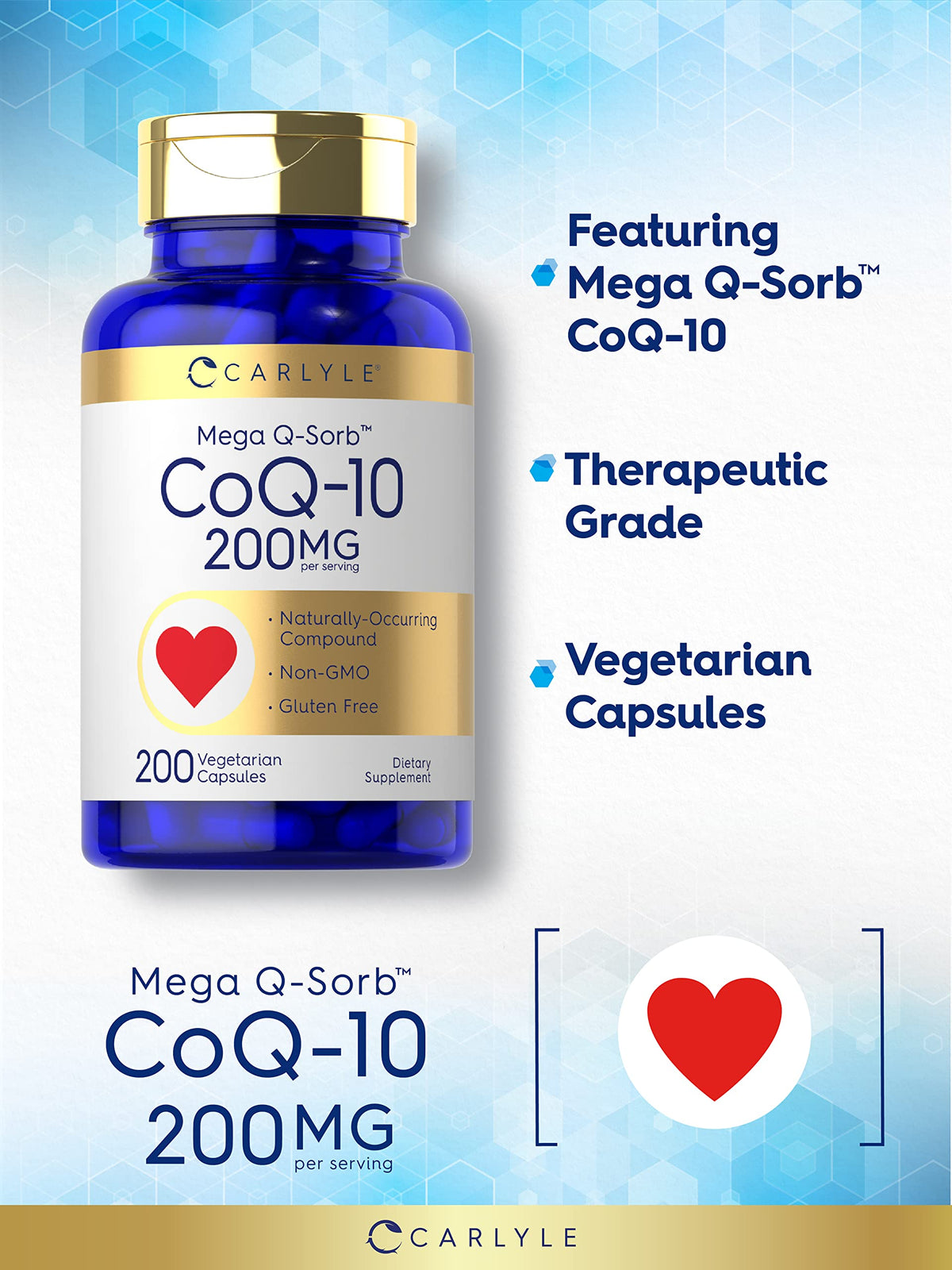 Carlyle CoQ10 200mg Mega Q-Sorb - 200 Capsules - image 3
