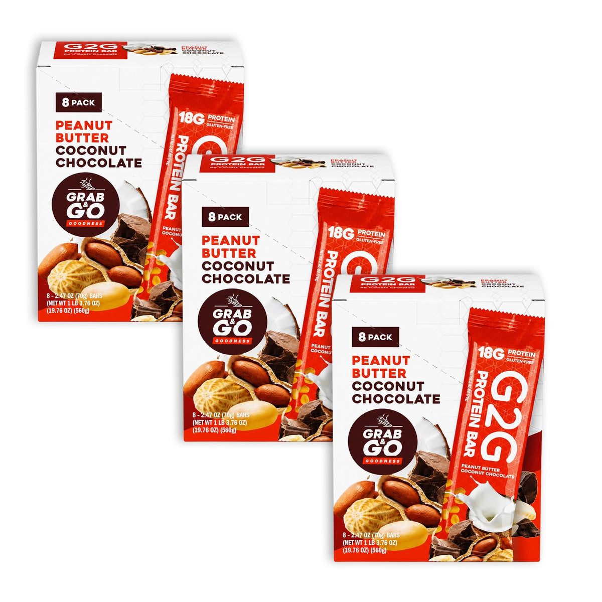G2G Protein Bar, Peanut Butter Coconut Chocolate Parent