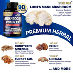 Organic Cadane Mushroom Complex 13-in-1 - 90 Vegetarian Capsules - image 3