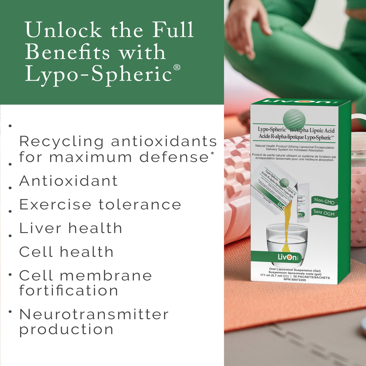 LivOn Laboratories Lypo-Spheric R-Alpha Lipoic Acid - 60 Packets - image 3
