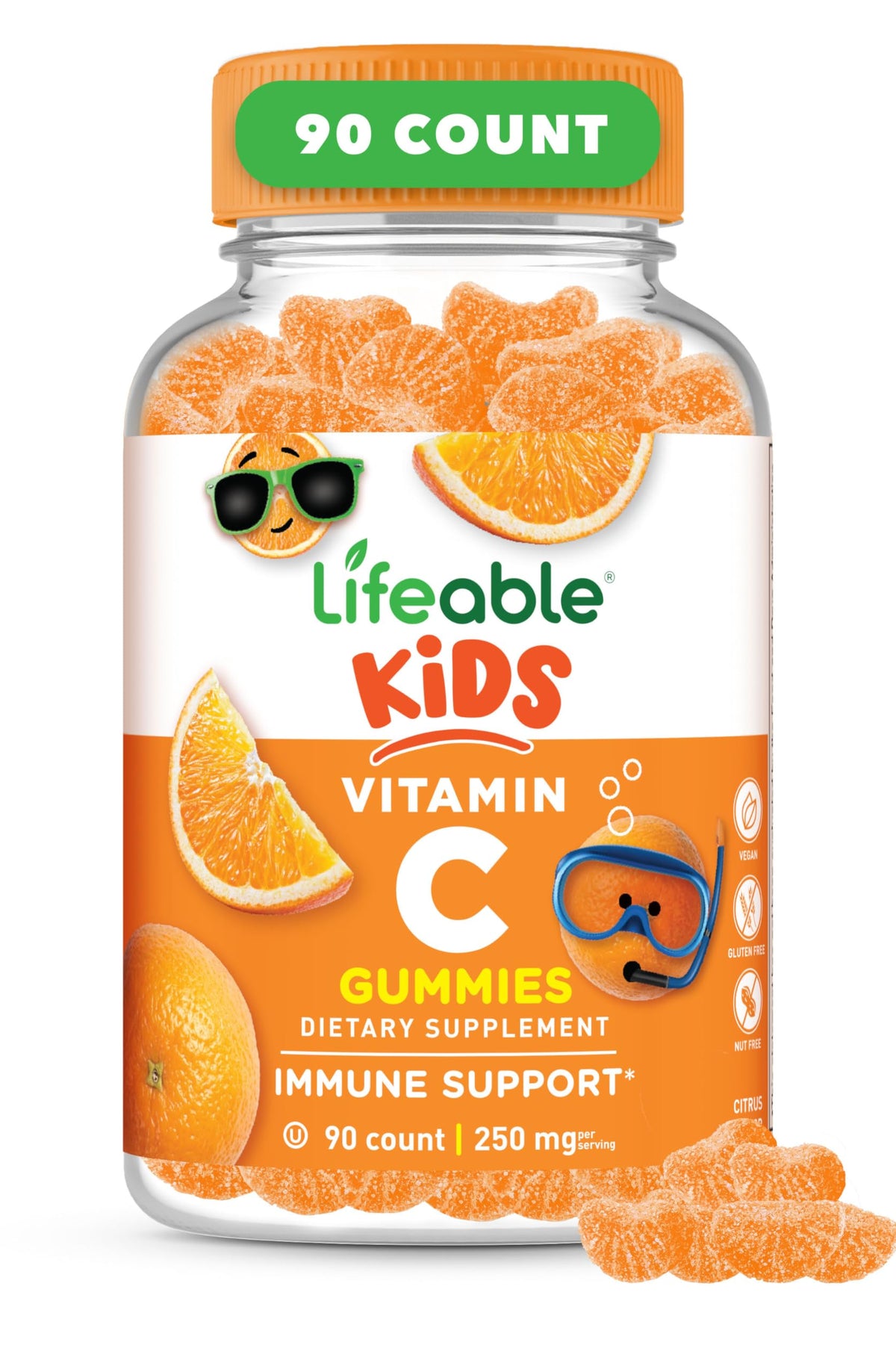 Lifeable Kids Vitamin C Gummies for Immune Support - 90 Count