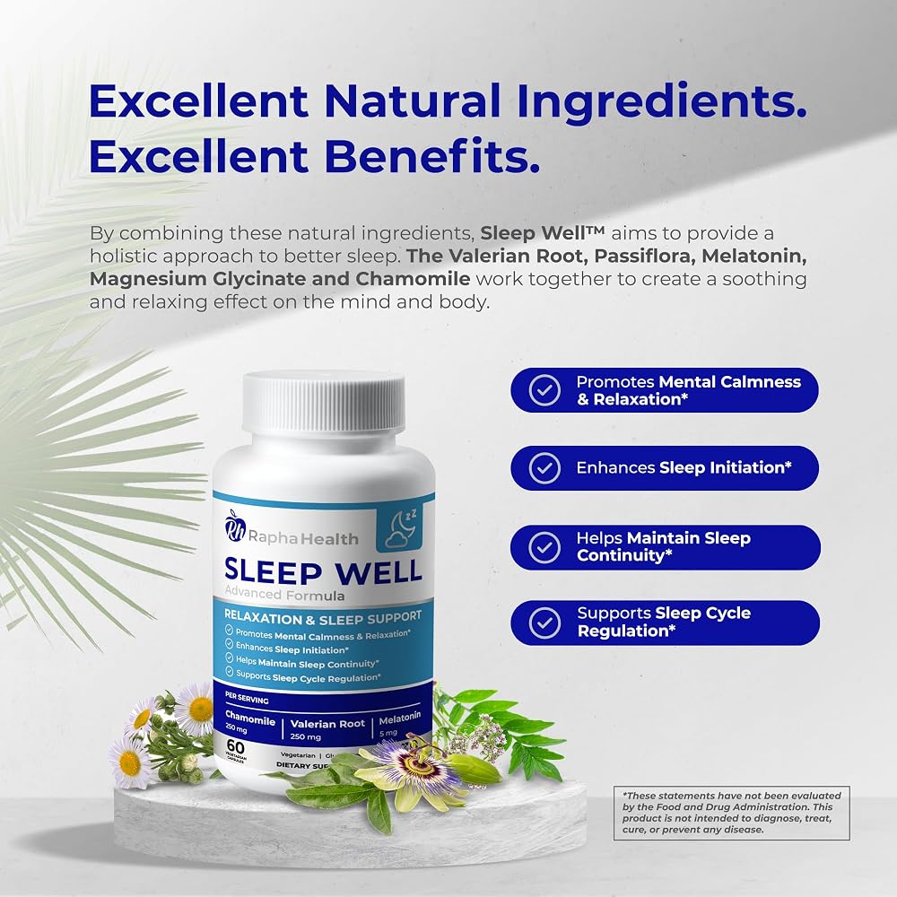 RAPHA HEALTH Sleep Well Natural Sleep Aid - 60 Capsules - image 3