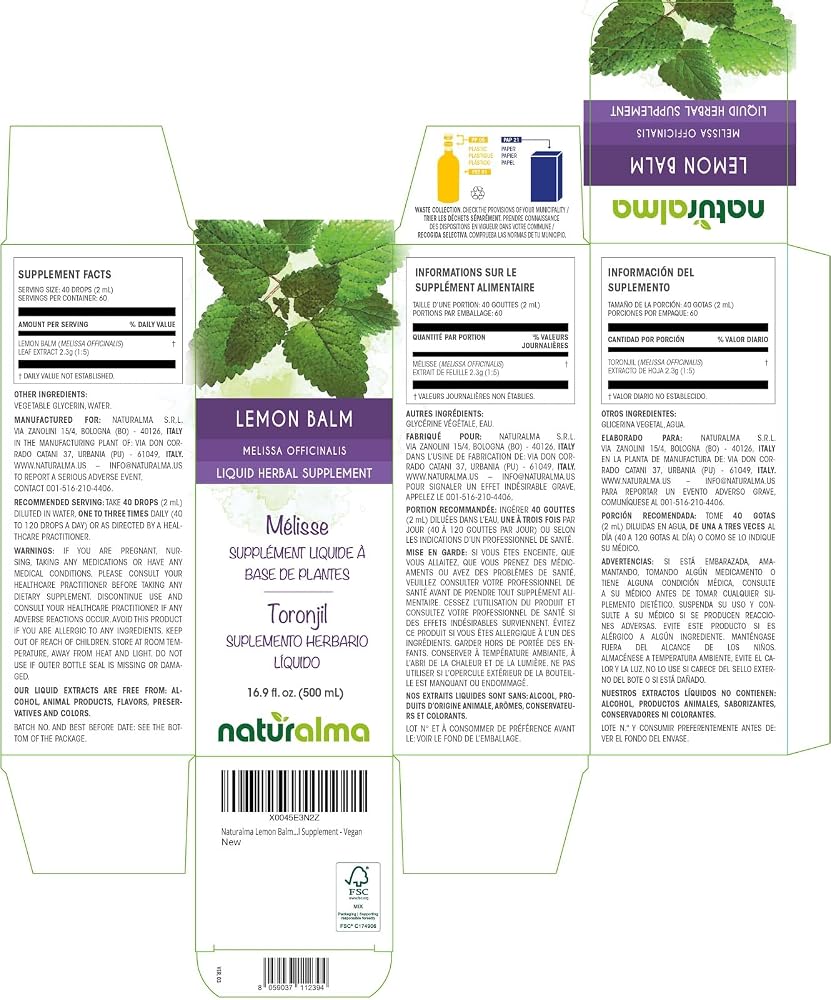 Naturalma Lemon Balm Leaf Alcohol-Free Tincture - 500 ml - image 2