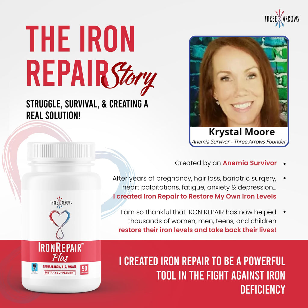 Three Arrows Iron Repair Plus Natural Iron Supplement - 90 Capsules - image 2