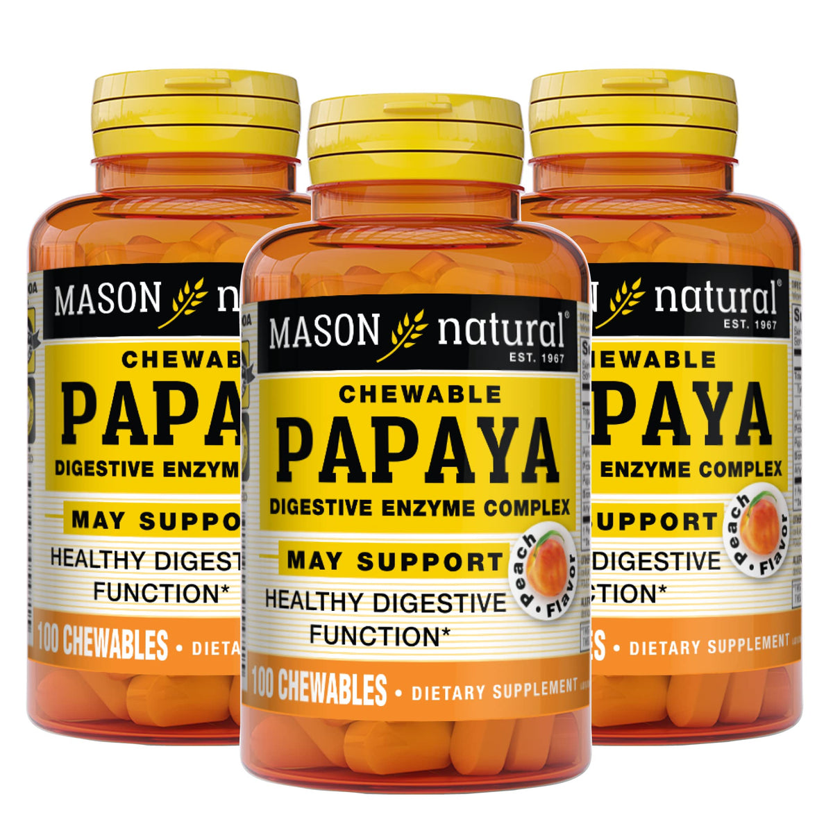 MASON NATURAL Papaya Digestive Enzyme Complex - 300 Chewables