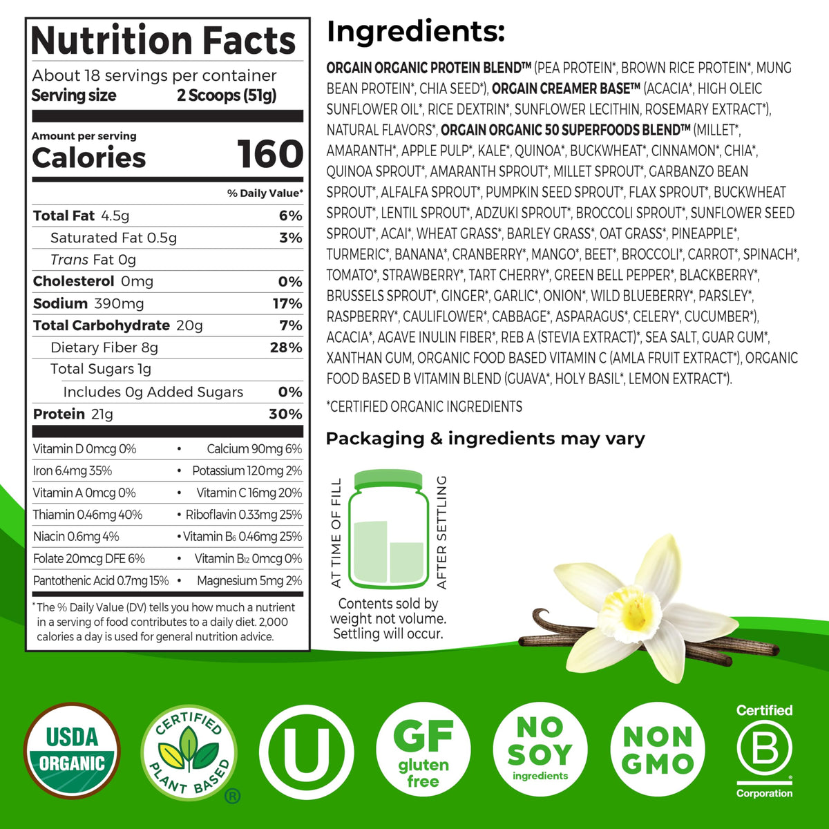 Orgain Organic Vegan Protein Powders