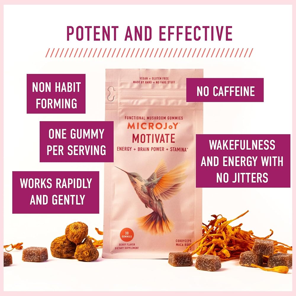 Microjoy Motivate Mushroom Gummies Energy & Stamina - 30 Count - image 4