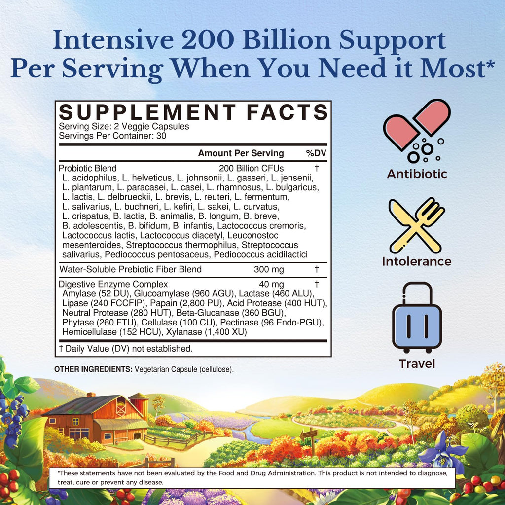 Vitalitown Probiotics 200 Billion CFUs 36 Strains - 60 Capsules - image 2