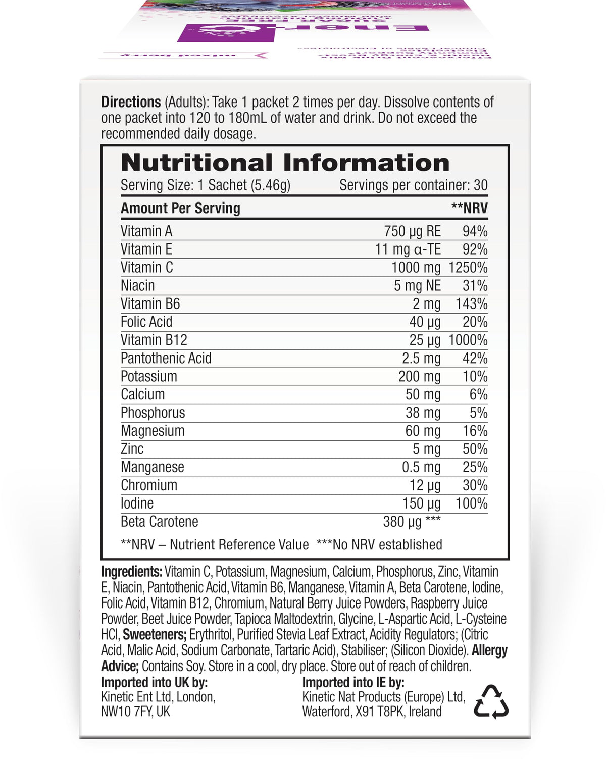 Ener-C Sugar Free Multivitamin Drink Mix Mixed Berry - 30 Packets - image 7