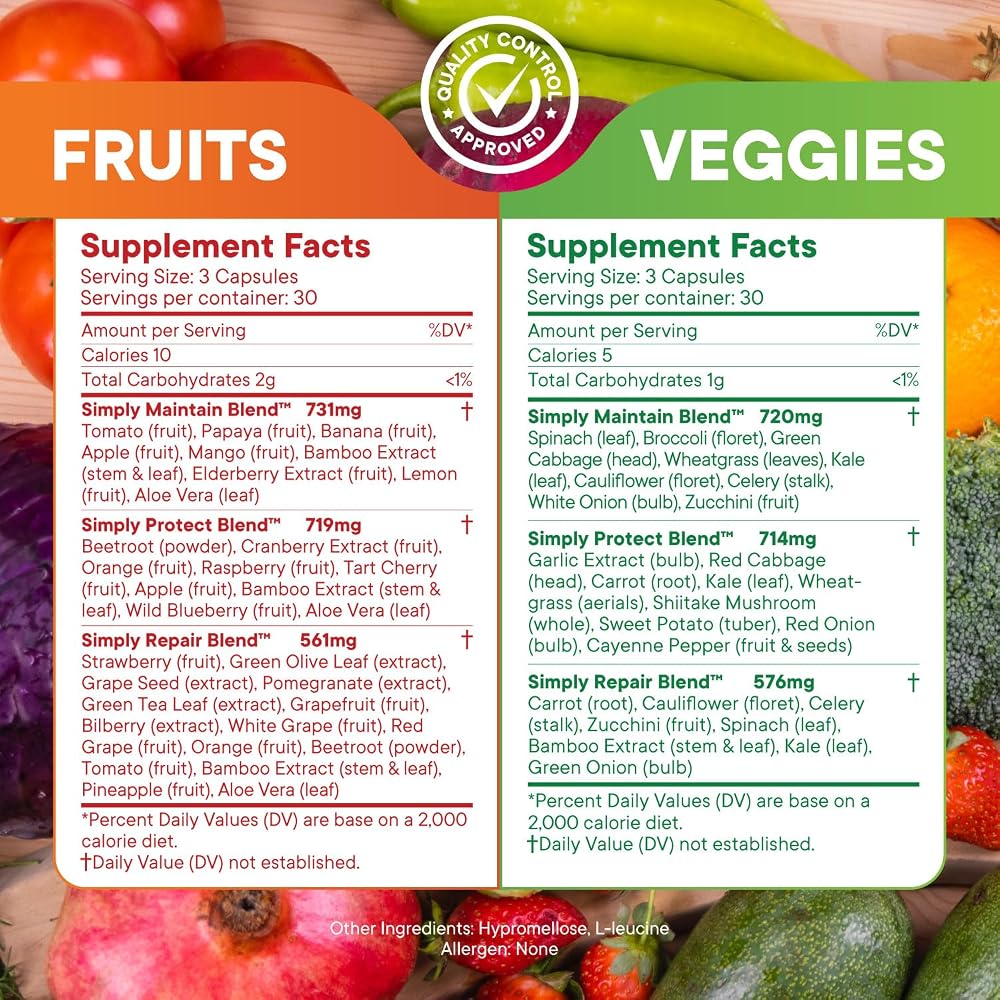 Simply Nature's Pledge Fruits & Vegetables Supplement - 180 Capsules - image 3