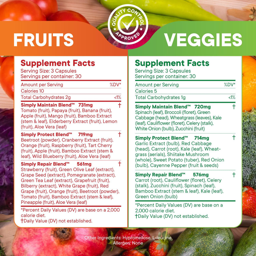 Simply Nature's Pledge Fruits & Vegetables Supplement - 180 Capsules - image 3