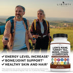 Liberty Lifestyle Lions Mane Mushroom Supplement with Turkey Tail