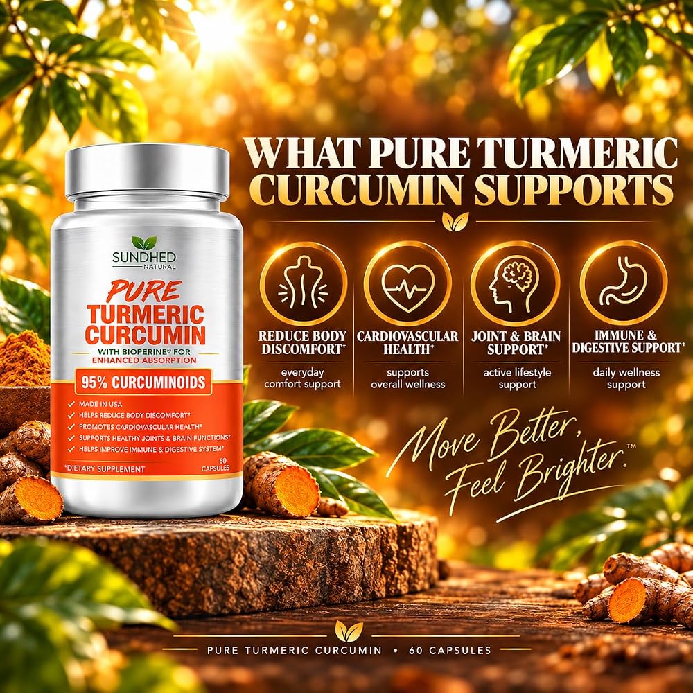 Sundhed Natural Pure Turmeric Curcumin Capsules - 60 Capsules - image 5