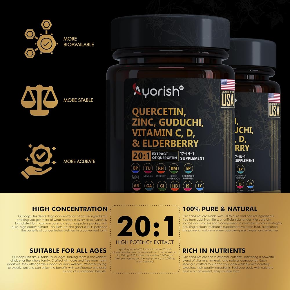 Ayorish Quercetin Plus 17 Supplement - 120 Vegetarian Capsules - image 4