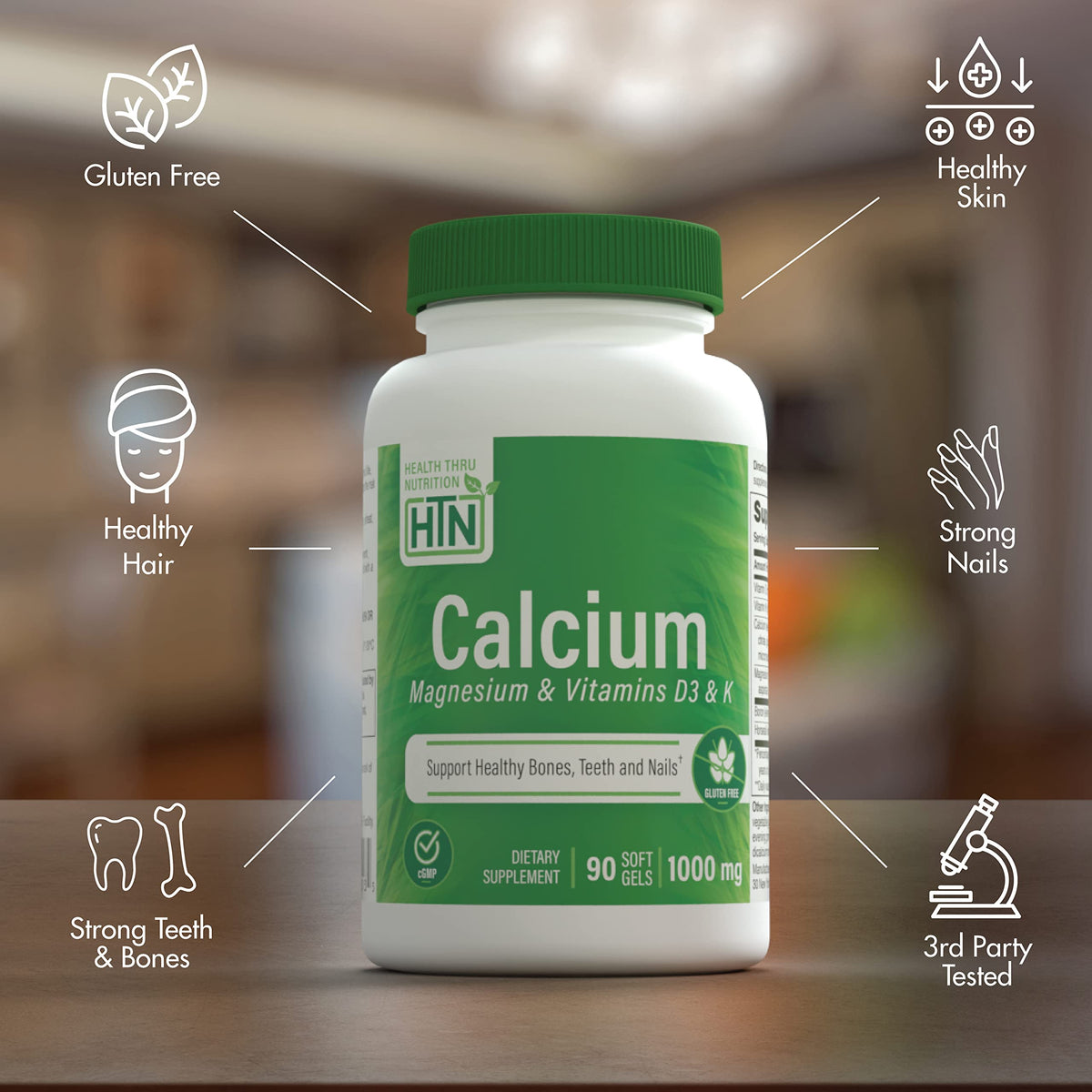 Health Thru Nutrition Calcium Magnesium Supplements with Vitamin D3