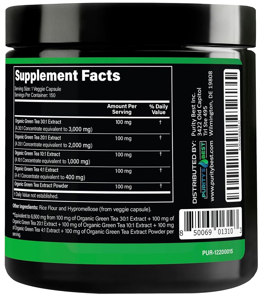 Purity's Best Green Tea Extract 500 mg Antioxidant Support - 150 Capsules - image 2
