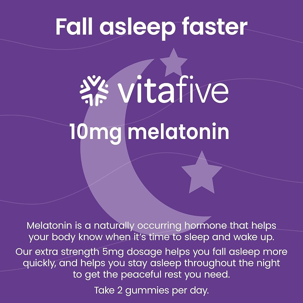 vitafive Extra Strength Melatonin Gummies 10 mg Sleep Aid - 50 Count - image 2