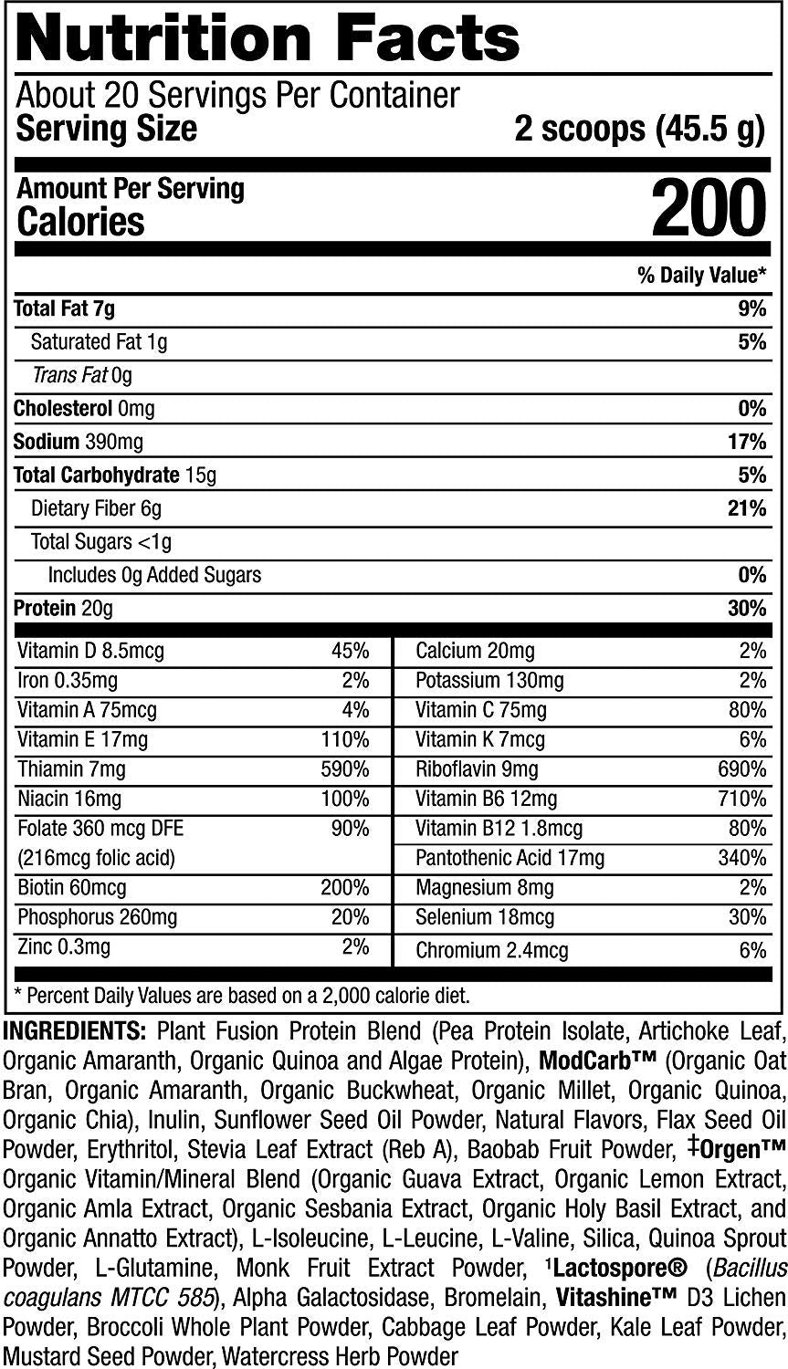 PlantFusion Complete Meal Replacement Shake - Plant Based Protein