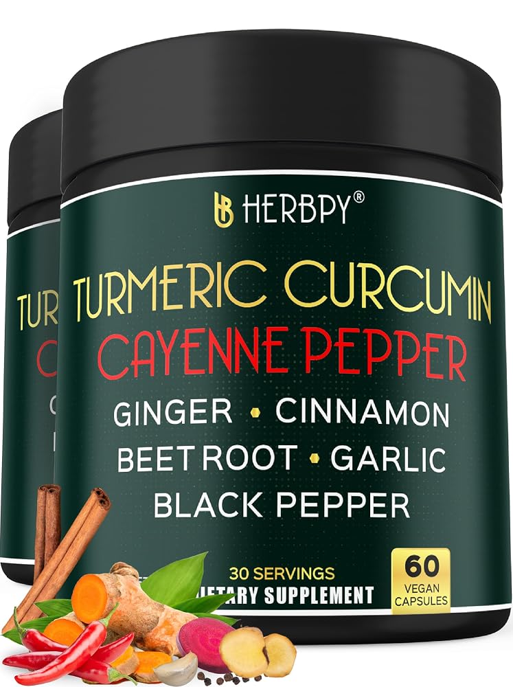 Herbpy 7in1 Cayenne Pepper and Turmeric Supplement - 120 Capsules