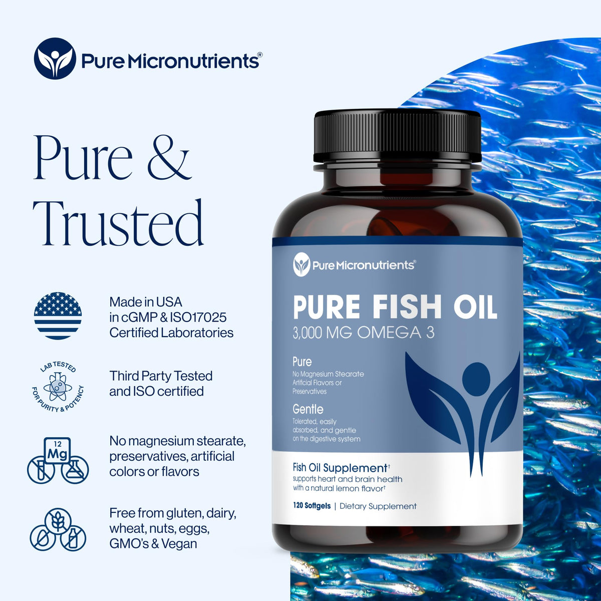 Pure Micronutrients Omega 3 Fish Oil Heart & Cognitive Support - 90 Softgels - image 2