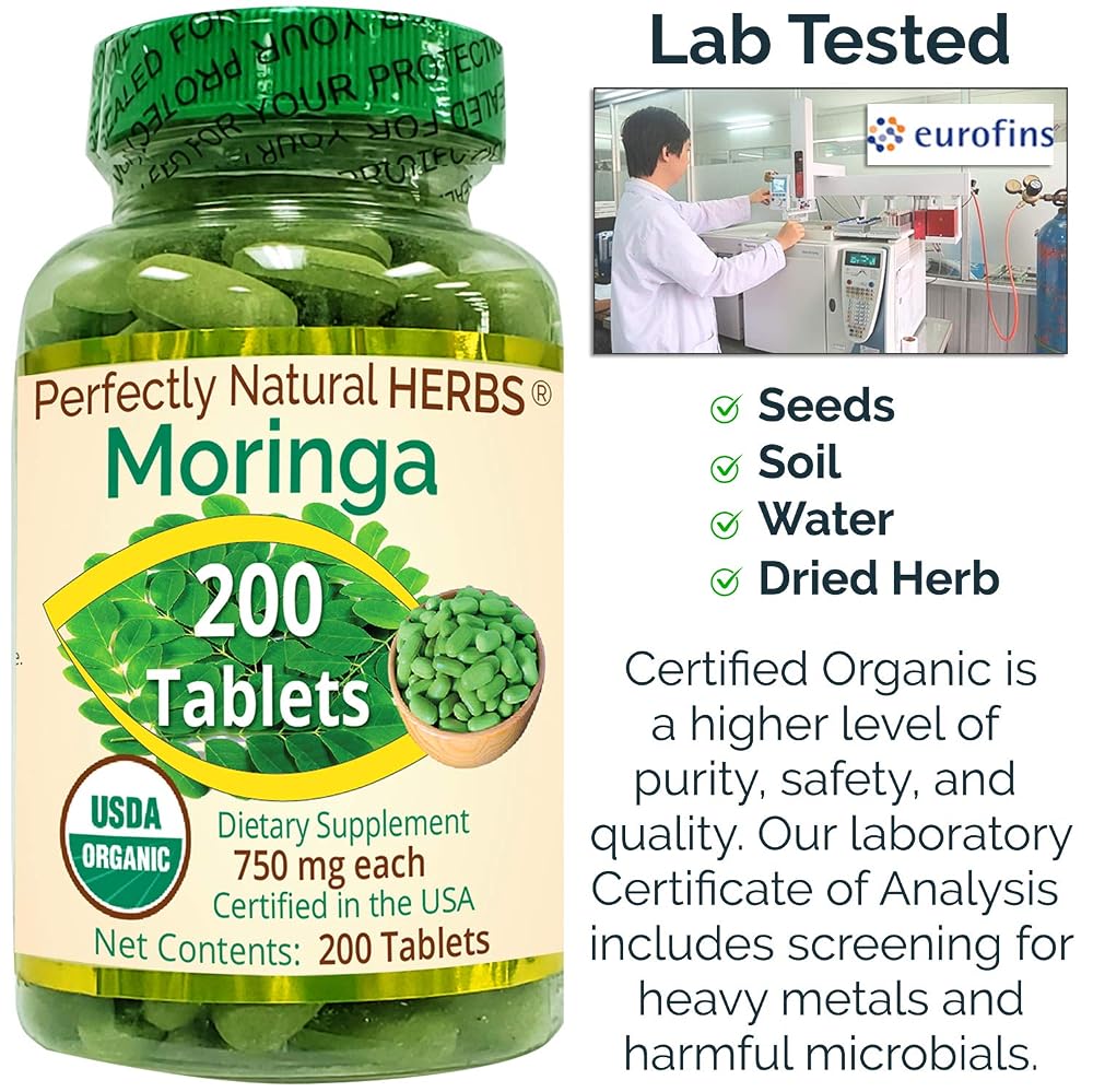 Perfectly Natural Herbs Organic Moringa Tablets - 200 Count - image 3