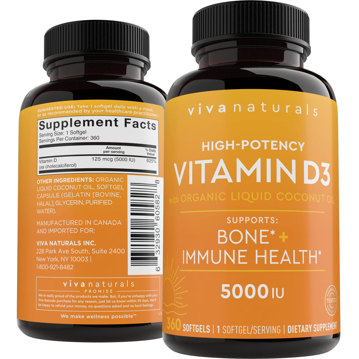 Viva Naturals Vitamin D3 5000 IU Softgels - 360 Count