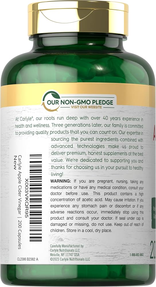 Carlyle Apple Cider Vinegar Capsules 450mg - 200 Count - image 3