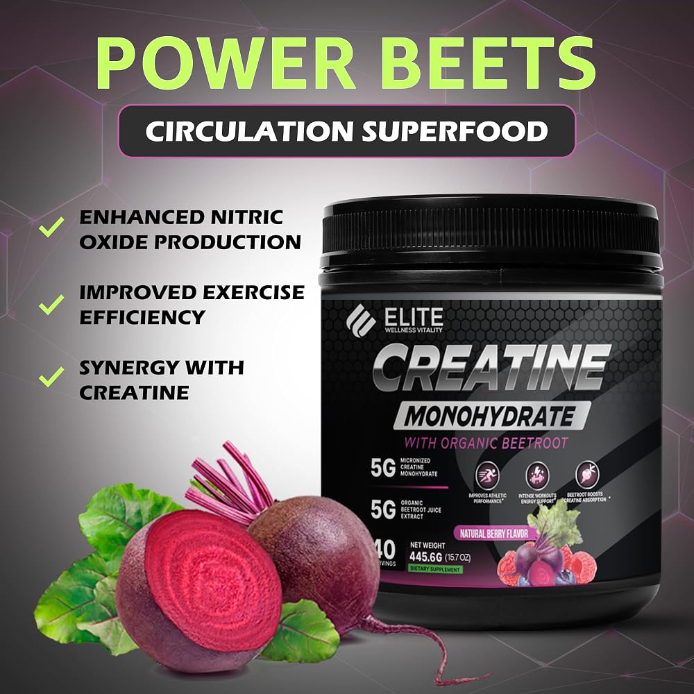 Elite Wellness Creatine Monohydrate Powder with Organic Beetroot - 40 oz - image 5