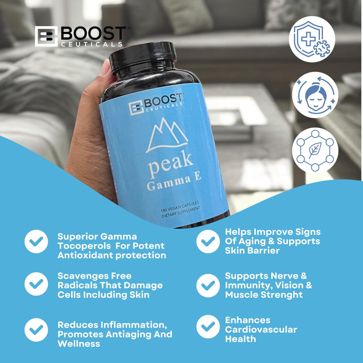 BoostCeuticals Gamma E Vitamin E Supplement 180mg Mixed Tocopherols - image 4