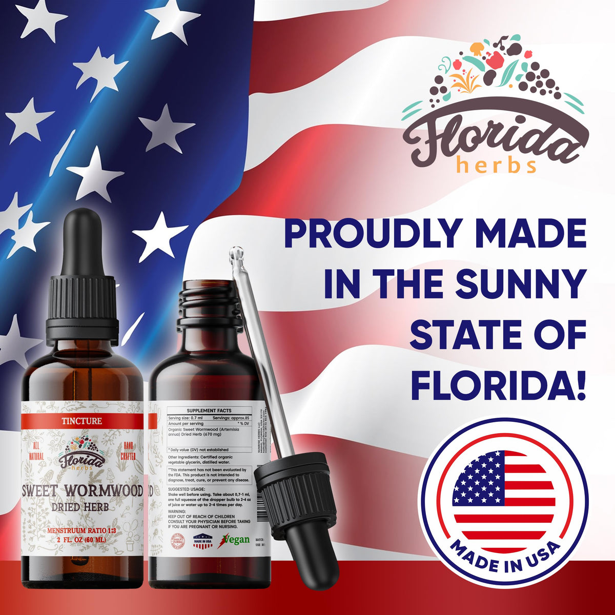 FLORIDA HERBS Wormwood Organic Tincture - Natural Intestinal Cleanse