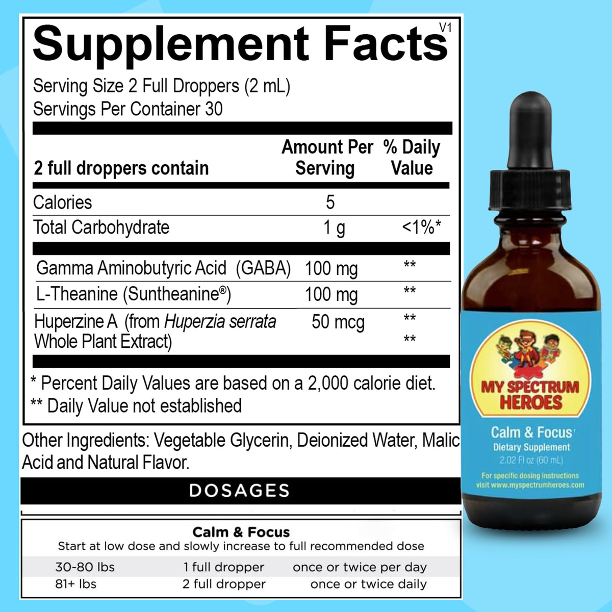 My Spectrum Heroes Calm & Focus Supplement Drops for Brain Support - 60 ml - image 2