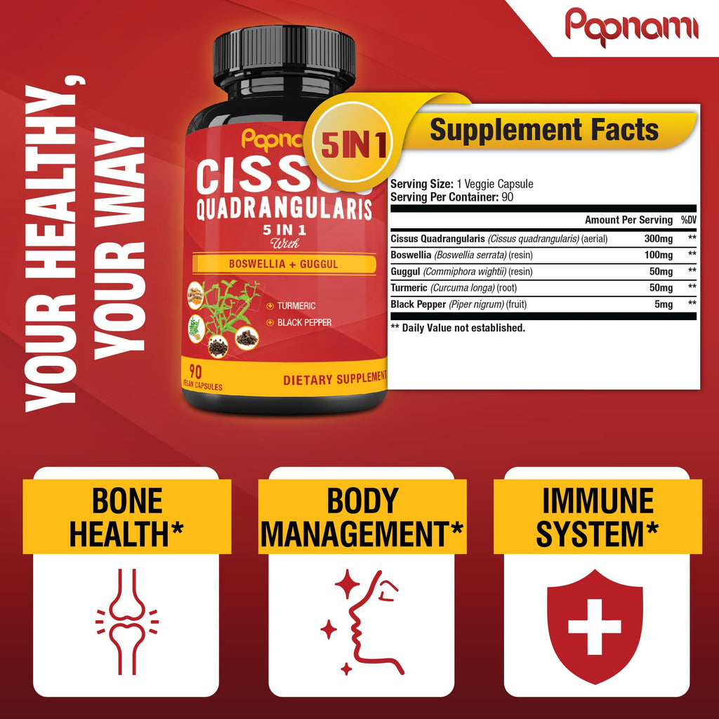 Papnami Cissus Quadrangularis Extract with Boswellia & Turmeric - 90 Capsules - image 3