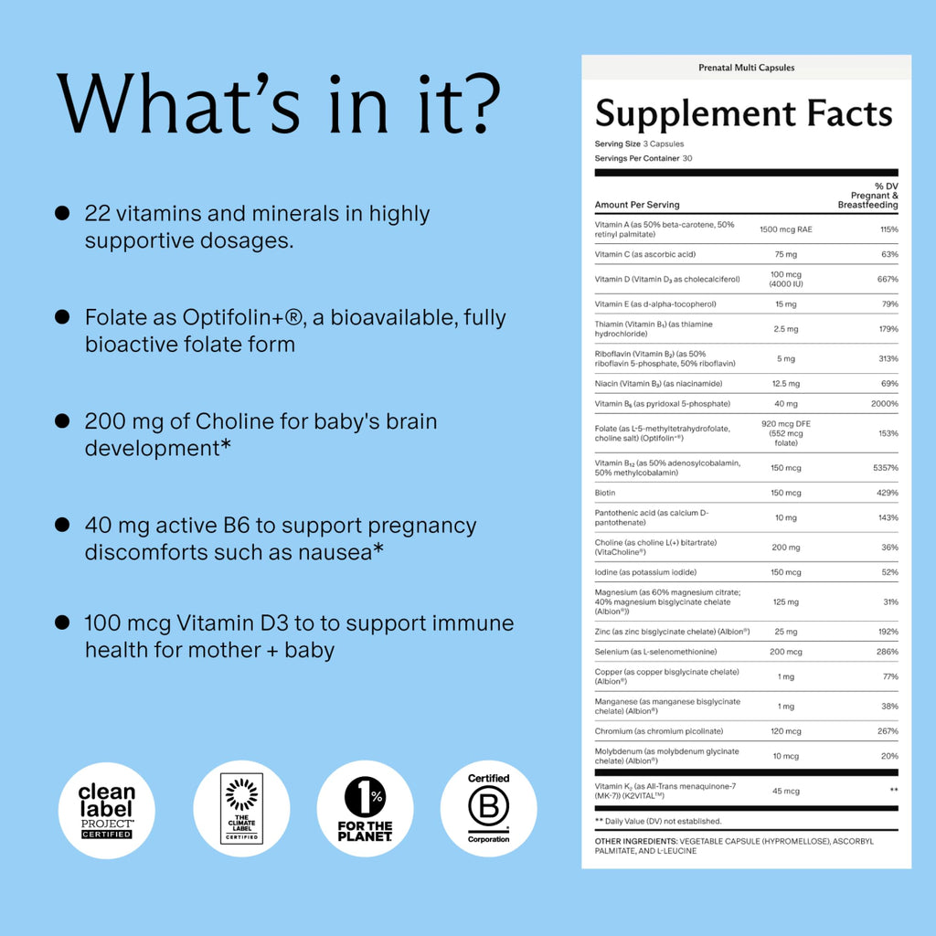 Needed. Prenatal Multivitamin with Methylfolate & Choline - 90 Capsules - image 2