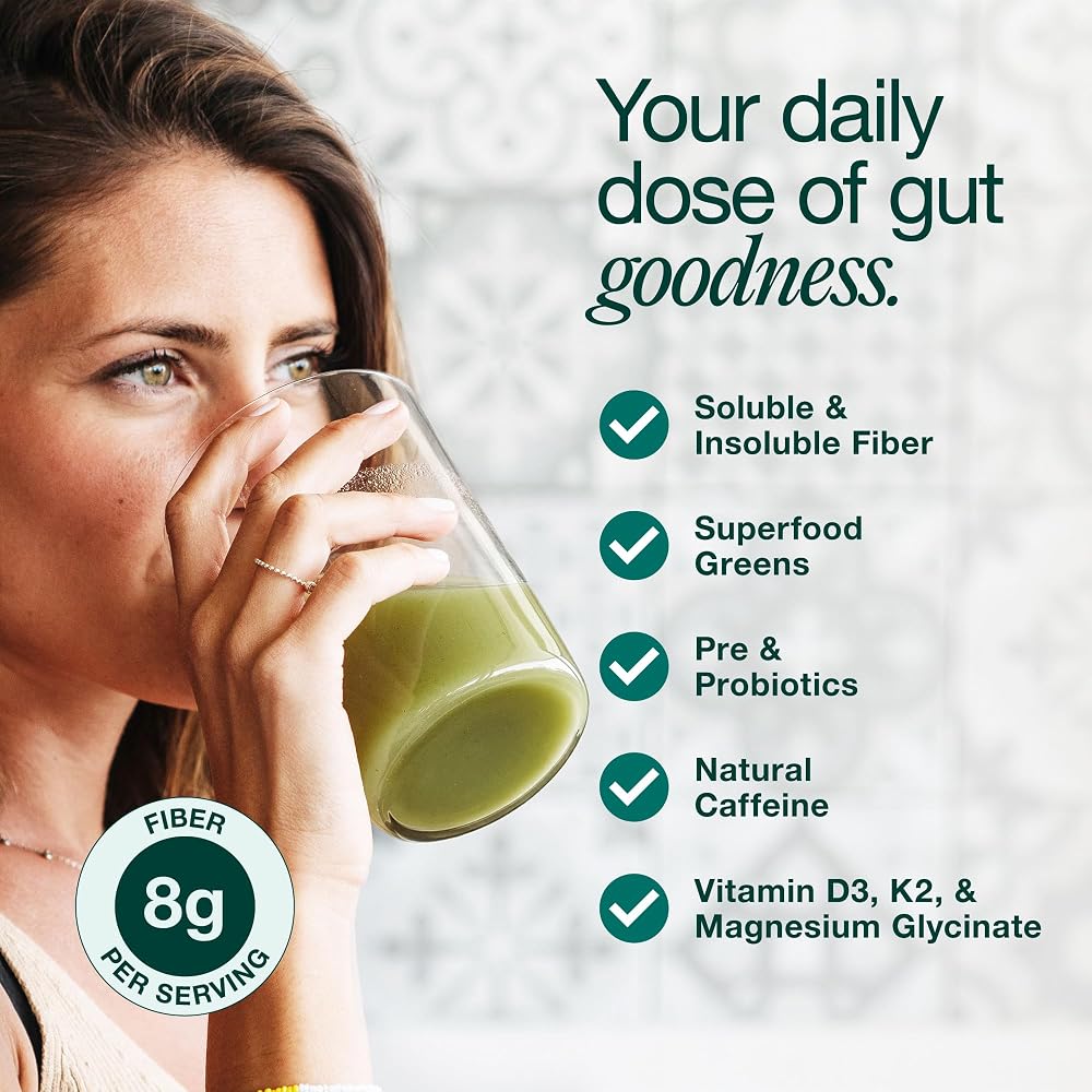 Hona Fiber + Greens, Gut & Superfood Blend, Greens Powder