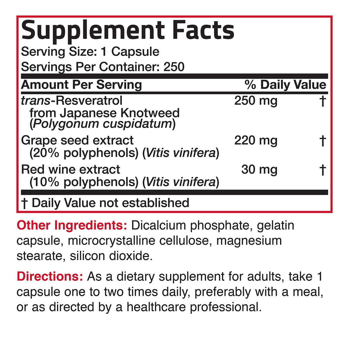 Bronson Resveratrol 500 Complex Red Wine Extract Natural Antioxidant