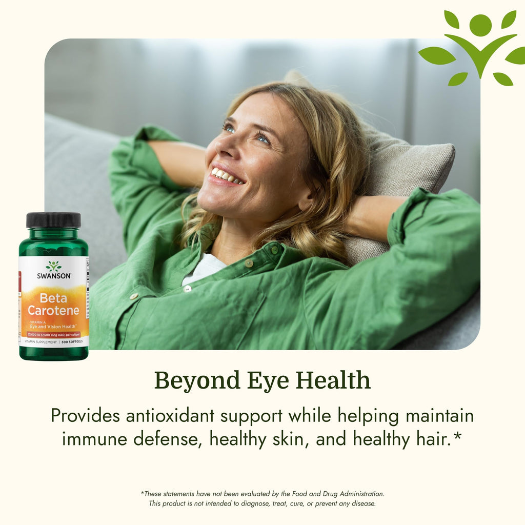Swanson Beta-Carotene Vitamin A 25,000 IU, 7,500 mcg, 100 Softgels