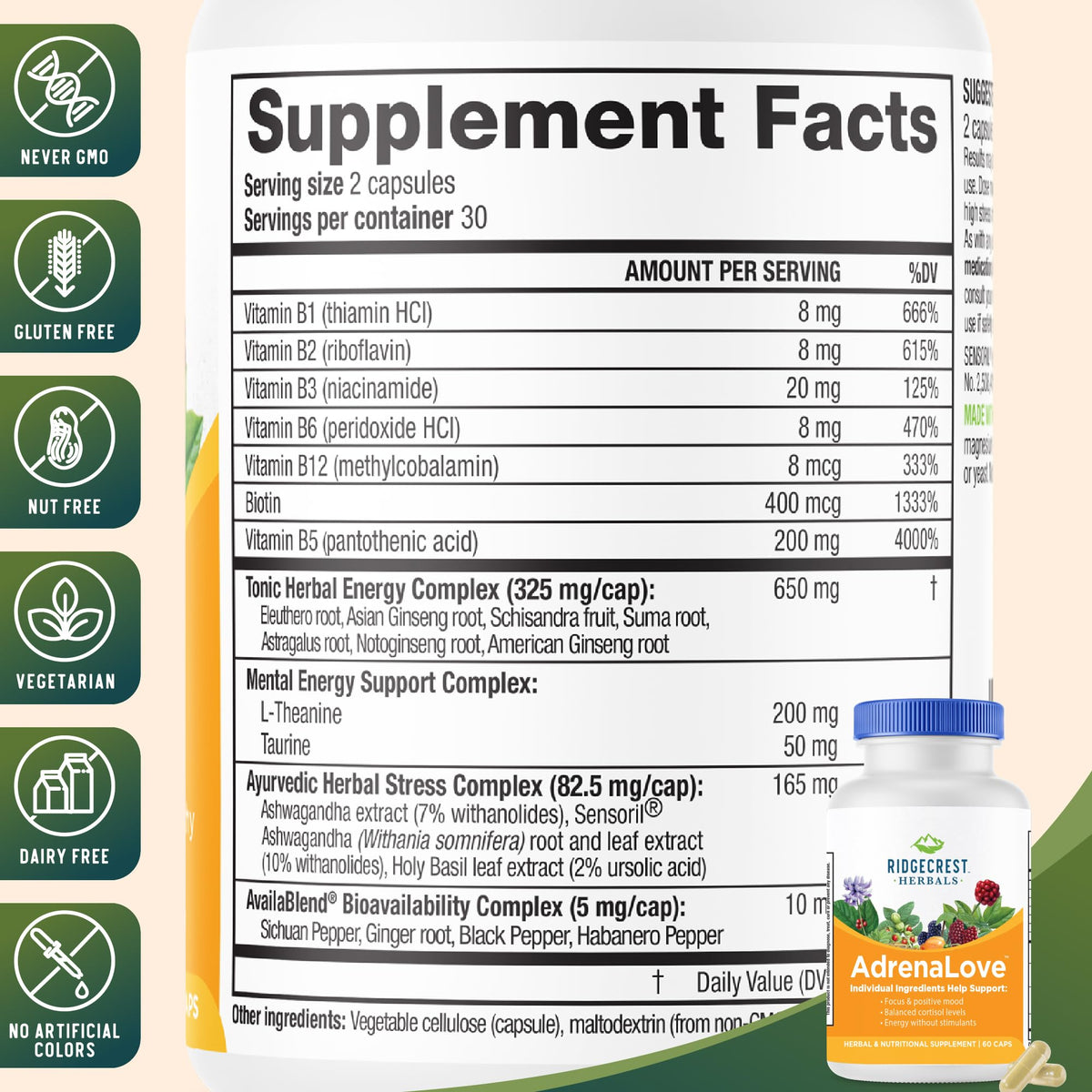 RidgeCrest Herbals AdrenaLove Adrenal Stress Support - 60 Capsules - image 3