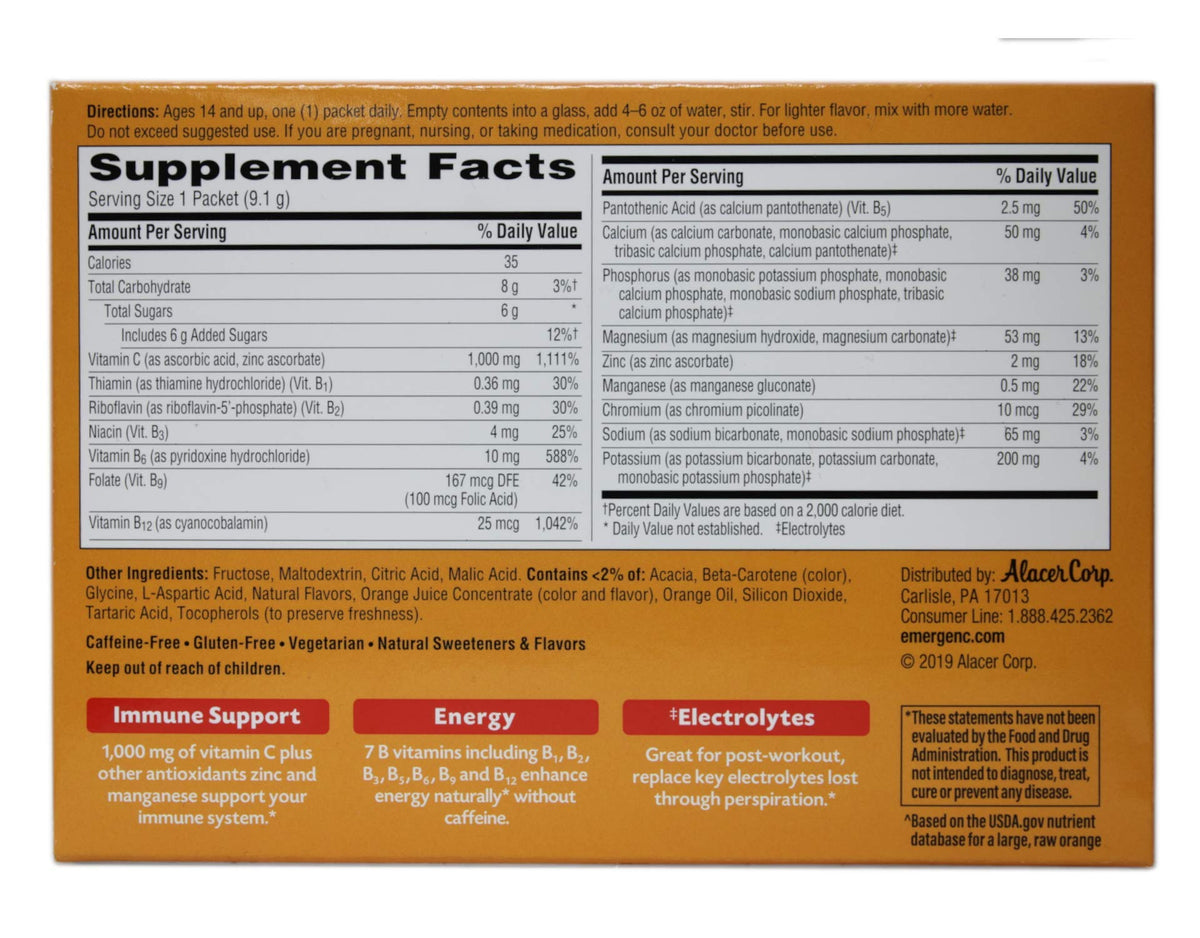 Alacer Emergen-C Vitamin C Fizzy Drink Mix Super Orange - 120 Packets - image 3