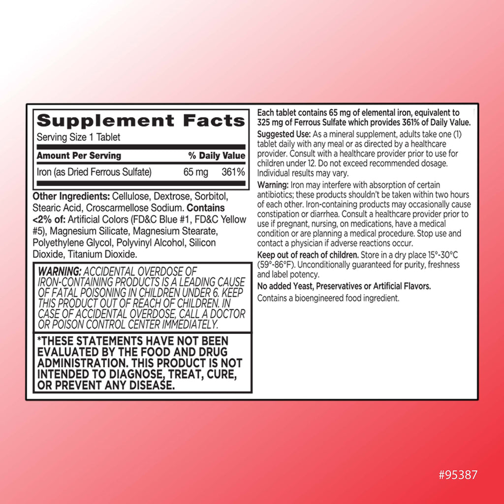 Quality Choice Iron 65 mg High Potency Support - 100 Tablets - image 2