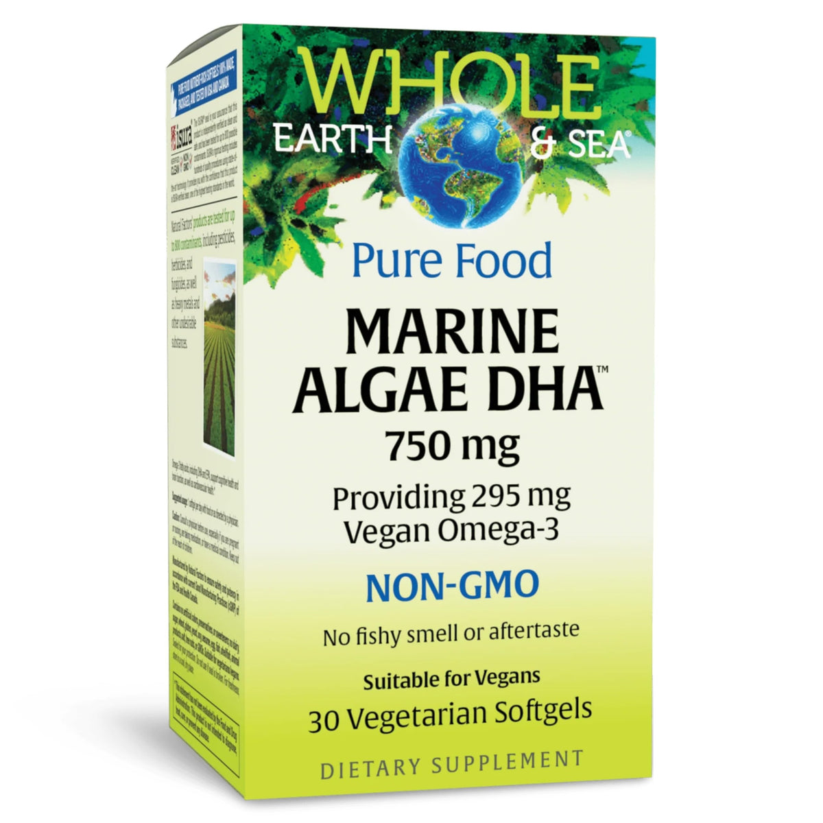 Natural Factors Whole Earth & Sea Marine Algae Oil 750 mg Vegan Omega-3