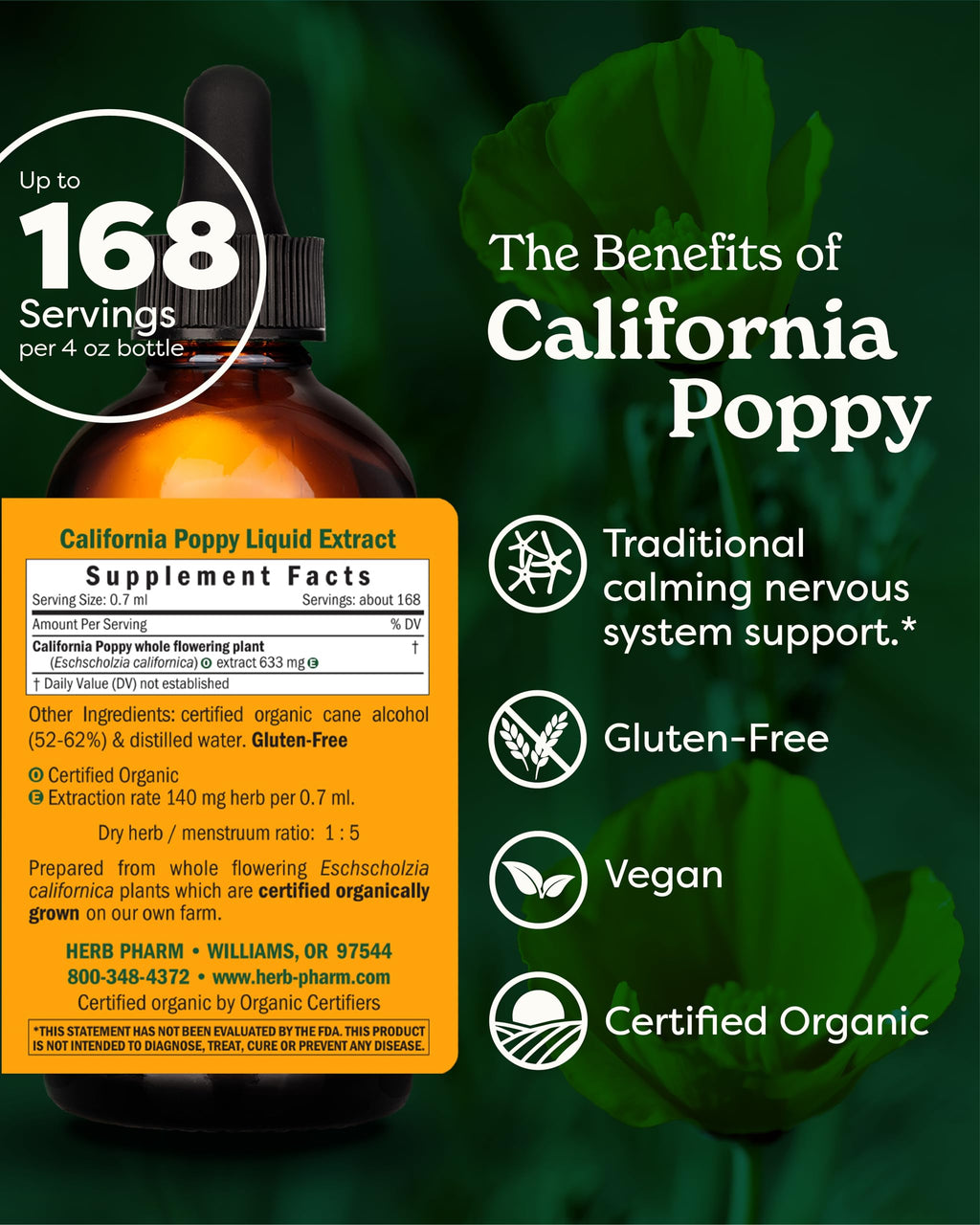 Herb Pharm California Poppy Liquid Extract for Calming - 4 Fl Oz - image 2