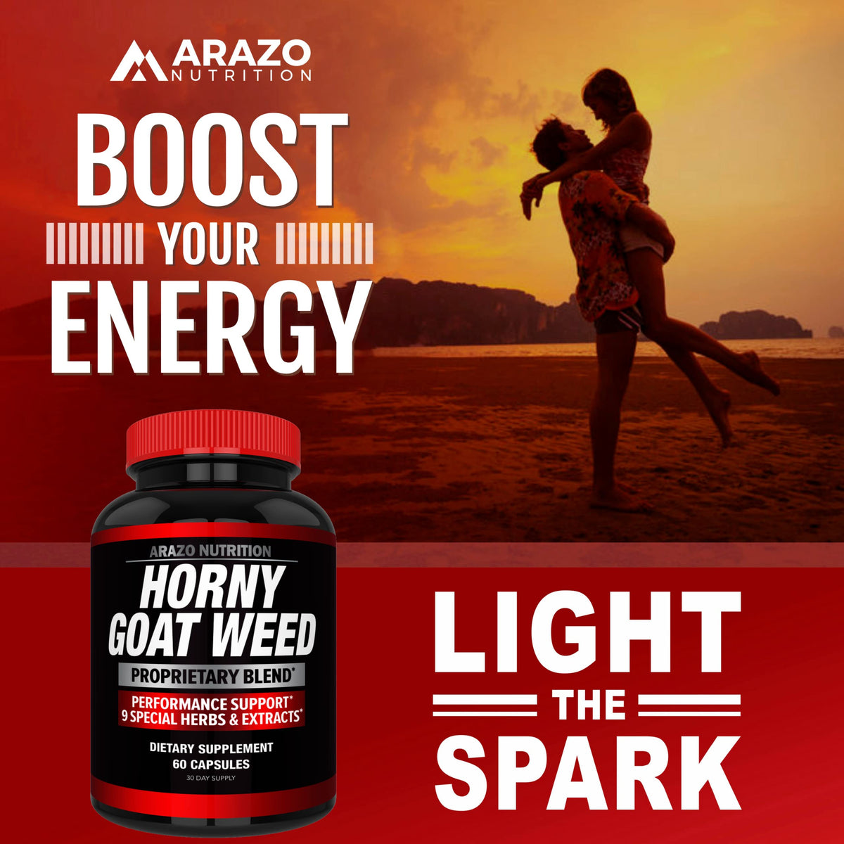 Arazo Nutrition Horny Goat Weed Extract with Maca Root & Ginseng - 60 Capsules - image 5
