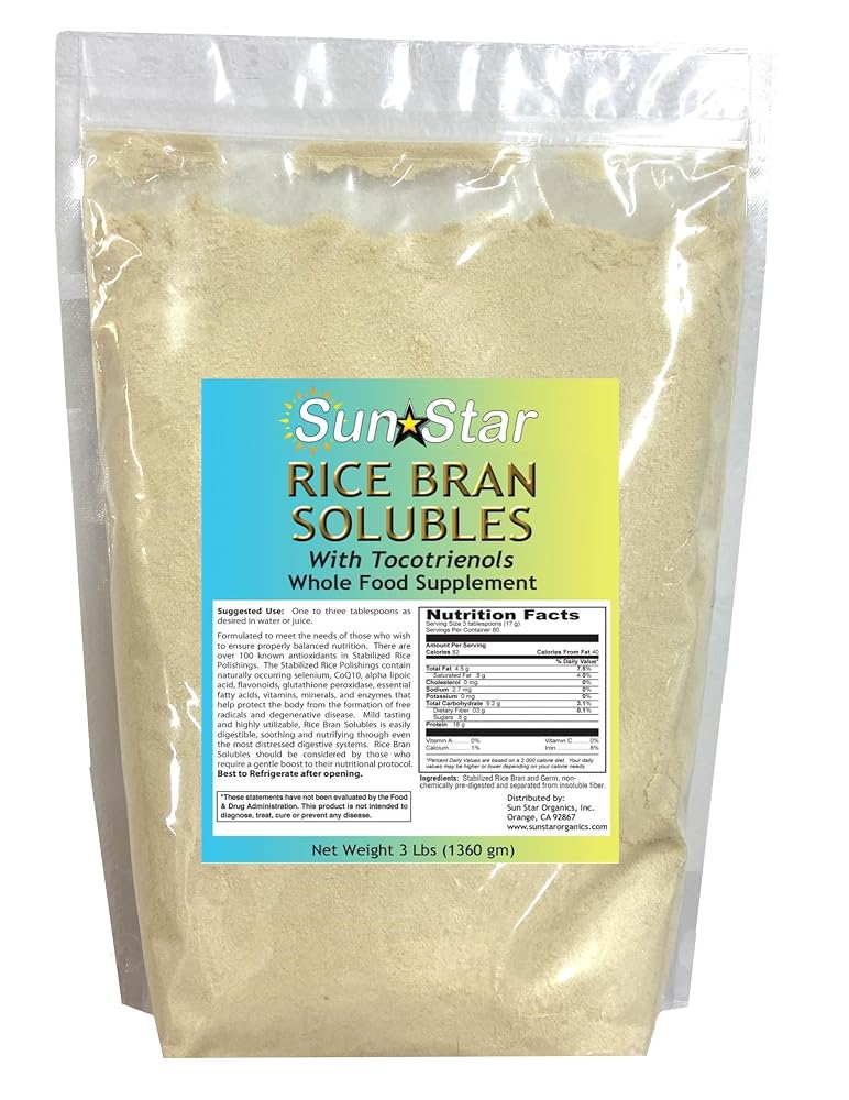 Sun Star Organics Rice Bran Powder with Tocotrienols - 3 lb